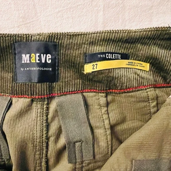 Anthropologie Maeve Olive Corduroy Trousers - Picture 2 of 3